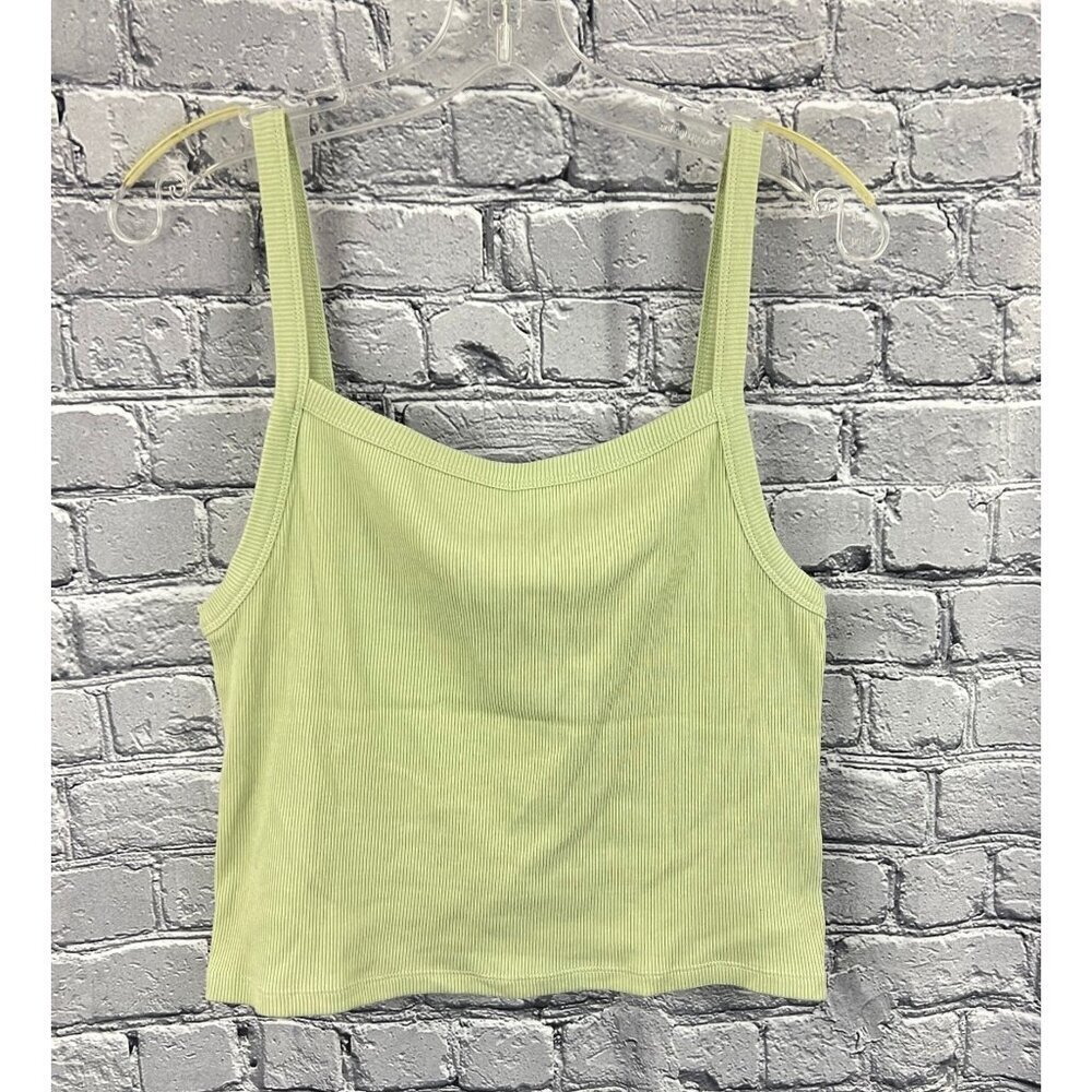 Topshop Ribbed Crop Top Tank  Camisole‎ In Sage Green US M  8-10